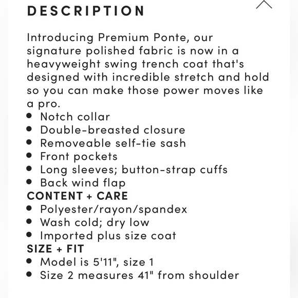 Torrid Brushed Ponte Trench Coat. Size LARGE. (Torrid size 0) - Picture 7 of 7